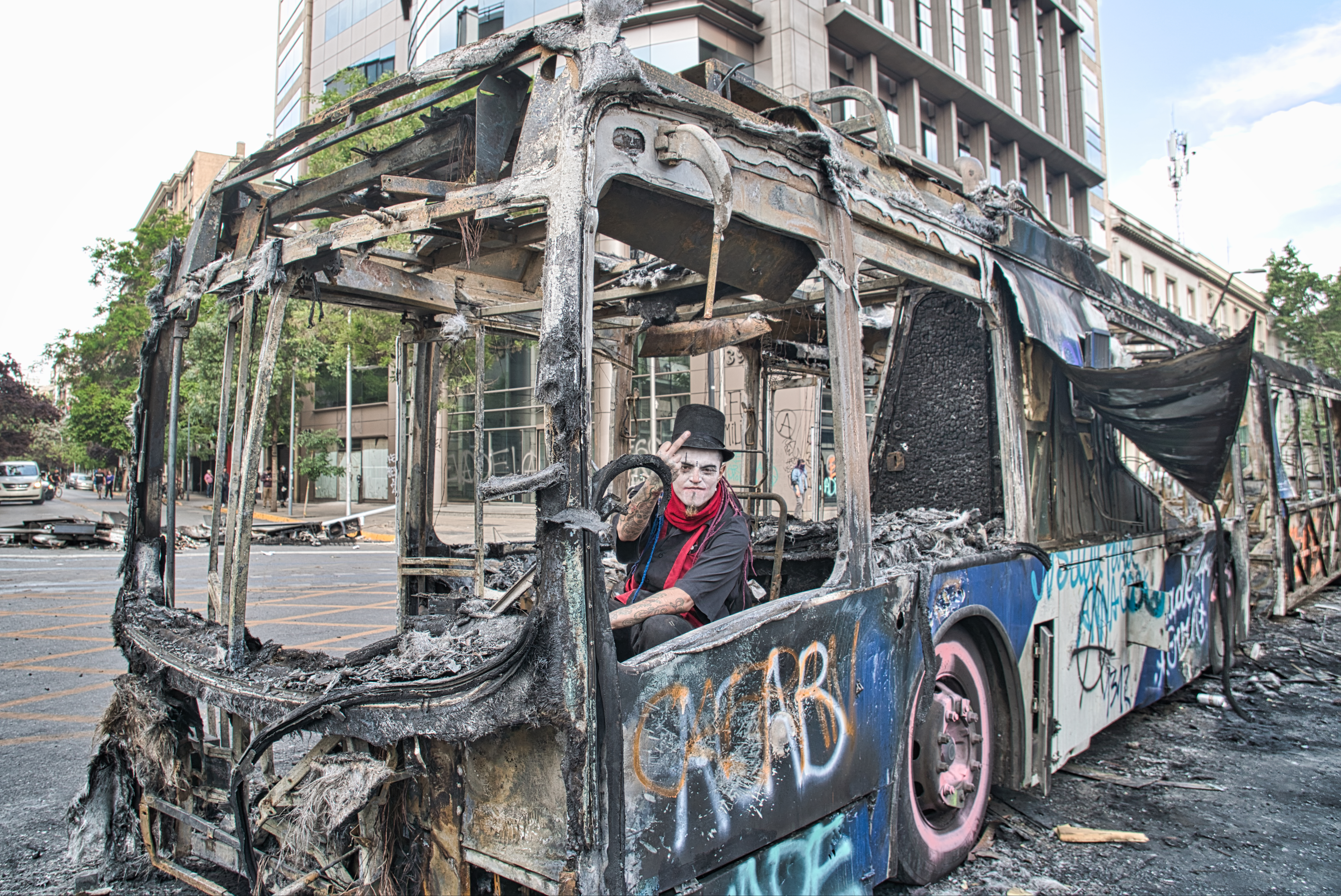 Une scène de l'estallido social à Santiago