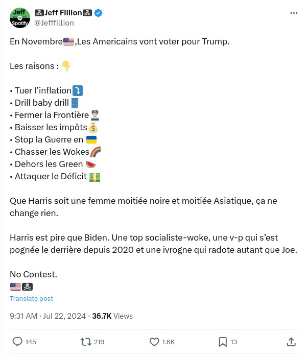 Jeff Fillion aime bien Trump